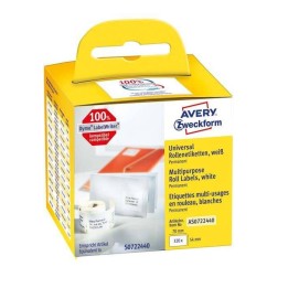 ETYKIETY SAMOPRZYLEPNE 54X70MM UNIWERSALNE AVERY ZWECKFORM TRWAŁE, W ROLCE DO DRUK. TERM. AS0722440 BIAŁE 320 SZT