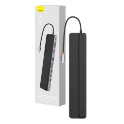 Hub 11w1 Baseus EliteJoy Gen2 series USB-C do 3xUSB 3.0 + USB 2.0 + USB-C PD + USB-C + RJ45 + HDMI + jack 3.5mm + SD/TF (szary)