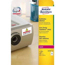 ETYKIETY SAMOPRZYLEPNE 63.5X33.9MM OCHRONNE, ZABEZPIECZAJĄCE AVERY ZWECKFORM L6141-20 BIAŁE 20ARK*24SZT