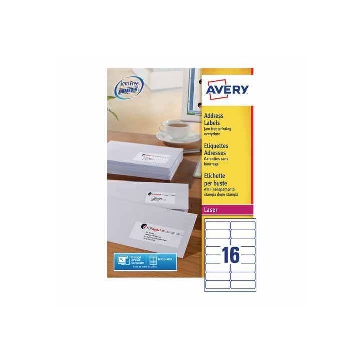 ETYKIETY SAMOPRZYLEPNE 99.1X33.9MM DO ADRESOWANIA AVERY ZWECKFORM L7162-100 BIAŁE 100ARK*16SZT