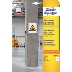 ETYKIETY PAPIEROWE 210X297MM OCHRONNE, ZABEZPIECZAJĄCE AVERY ZWECKFORM DO TRUDNYCH POWIERZCHNI L7877-20 BIAŁE 20ARK*1SZT