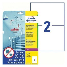FOLIE SAMOPRZYLEPNE 210X148MM ANTYWIRUSOWE I ANTYBAKTERYJNE AVERY ZWECKFORM TRWAŁA L8012-10 PRZEZROCZYSTE 10ARK*2SZT