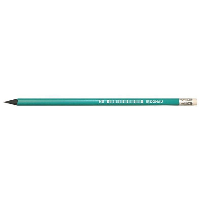Ołówek ostrzony z gumką DONAU zielony HB