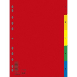 Przekładki 1-5 A4 DONAU z perforacją mix kolorów PP 120g/m²