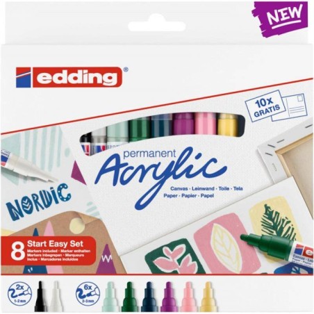 Markery akrylowe EDDING mix kolorów 8szt