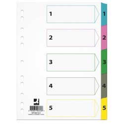 Przekładki 1-5 A4 Q-CONNECT Mylar mix kolorów karton 170g/m² 5kart