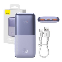 Powerbank Baseus Bipow Pro 10000mAh, 2xUSB, USB-C, 20W (fioletowy)