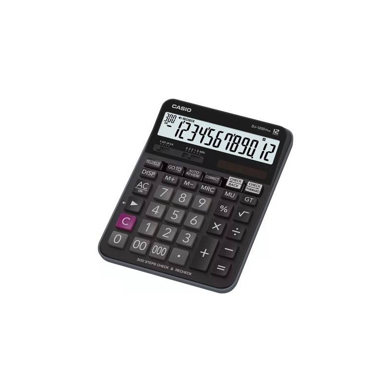 Kalkulator biurowy 192x144x35mm CASIO DJ-120DPLUS czarny solarne+bateria LR44