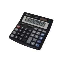 Kalkulator biurowy 155x160x35mm VECTOR KAV CD-2455 BLK czarny solarne+bateria LR54