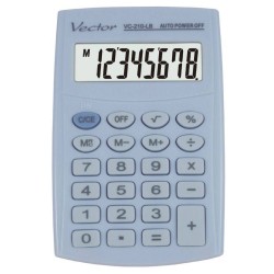 Kalkulator kieszonkowy 98.5x64x10mm VECTOR KAV VC-210 LB niebieski pastelowy bateria