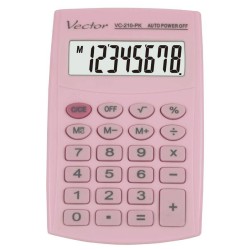 Kalkulator kieszonkowy 98.5x64x10mm VECTOR KAV VC-210 PK różowy pastelowy bateria