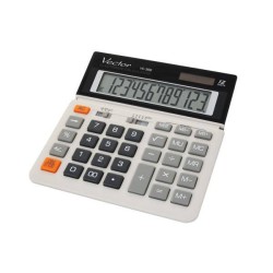Kalkulator biurowy 154x152x29mm VECTOR KAV VC-368 biały solarne+bateria LR44