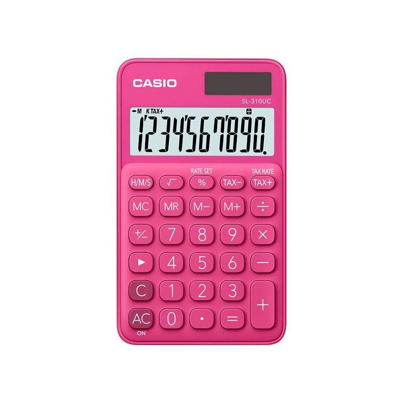 Kalkulator kieszonkowy 118x70x8,4mm  CASIO SL-310UC-RD BOX czerwony solarne+bateria LR1130