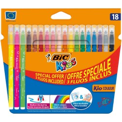 Flamastry BIC KIDS KID COULEUR FLUO 937511 mix*18