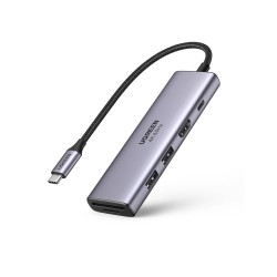 Adapter 5w1 UGREEN Revodok CM511, Hub USB-C do 2x USB,HDMI, USB-C, TF/SD (szary)