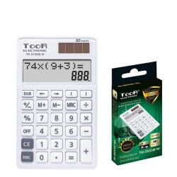 Kalkulator dwuliniowy 10cyfr Toor Electronic TR-310DB-W 120-1904 biały zasilanie solarne + bateria 118x70x10mm