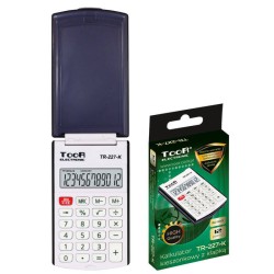 Kalkulator kieszonkowy 12cyfr Toor Electronic TR-227 z klapką 120-1857 biały zasilanie bateryjne 102x60x12mm