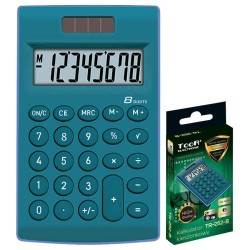 Kalkulator kieszonkowy 8cyfr Toor Electronic TR-252-B 120-1771 niebieski zasilanie solarne + bateria 101x62x11mm