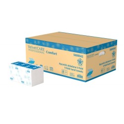 Ręcznik papierowy dwuwarstwowy celulozowy VELVET Care V-Fold celuloza 23x23 5600042 biały 150 listków 20 SZT.
