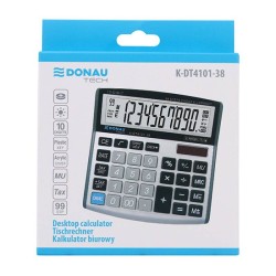 Kalkulator 136x134x28mm DONAU TECH srebrny solarne+bateria