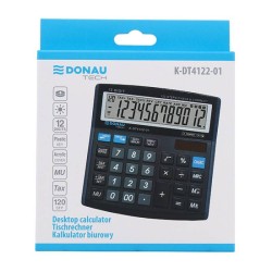 Kalkulator 136x134x28mm DONAU TECH czarny solarne+bateria