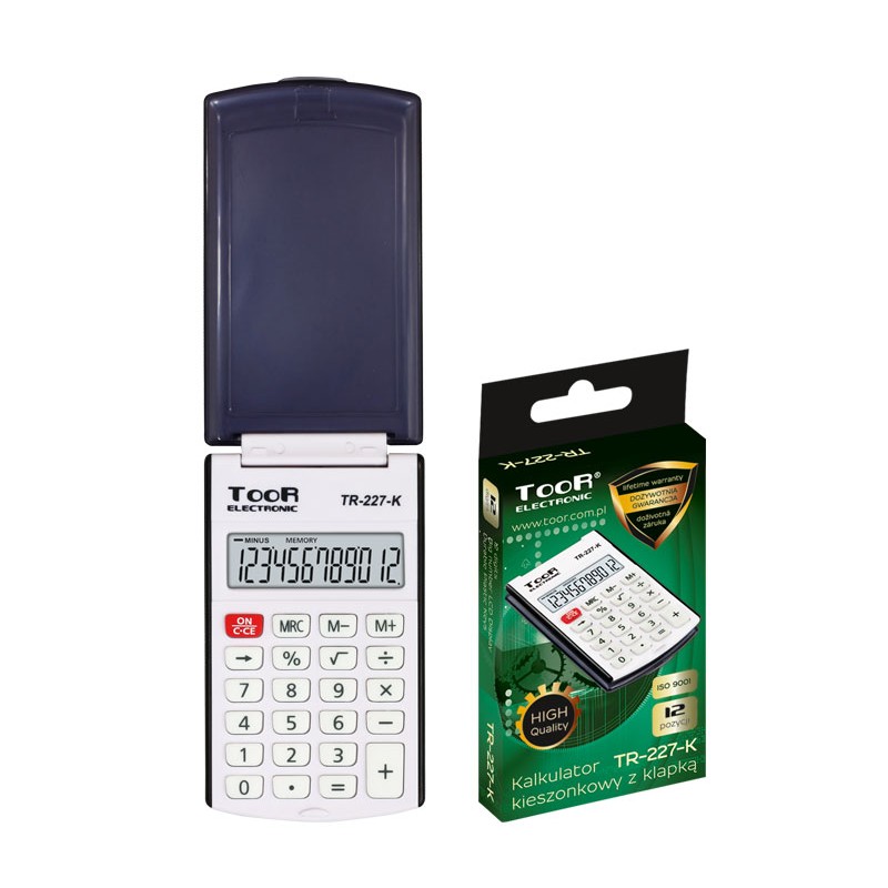 Kalkulator kieszonkowy TOOR TR-227 12-pozycyjny z klapką