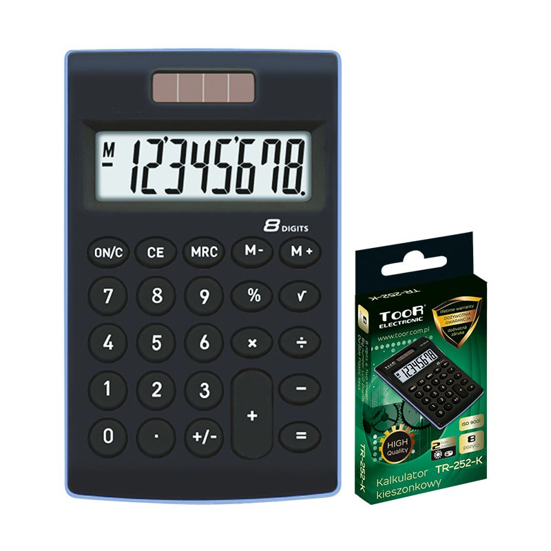 Kalkulator kieszonkowy TOOR TR-252-K 8-pozycyjny &8211 2 typy zasilania