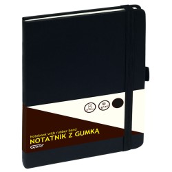 Notatnik GRAND z gumką czarny A5/80 kartek 80gm- kratka