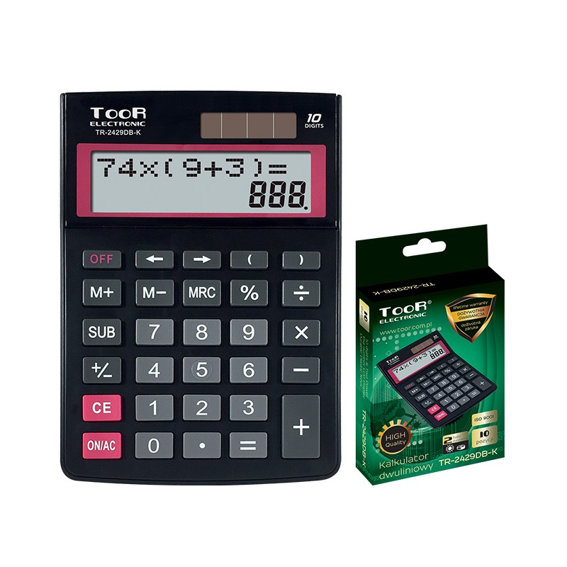 Kalkulator dwuliniowy TOOR TR-2429DB-K 10-pozycyjny