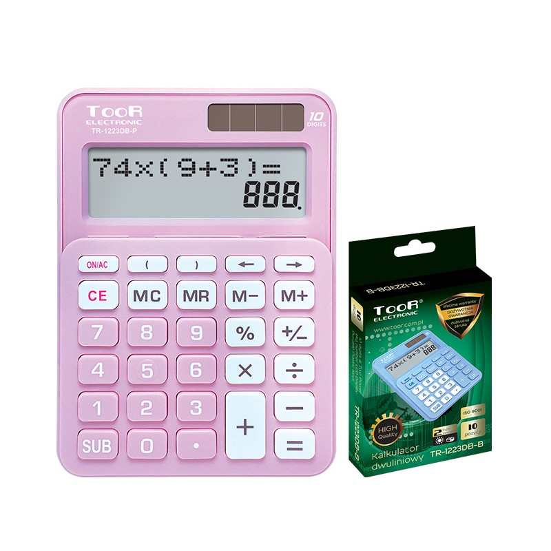 Kalkulator dwuliniowy TOOR TR-1223DB-P 10-pozycyjny różowy