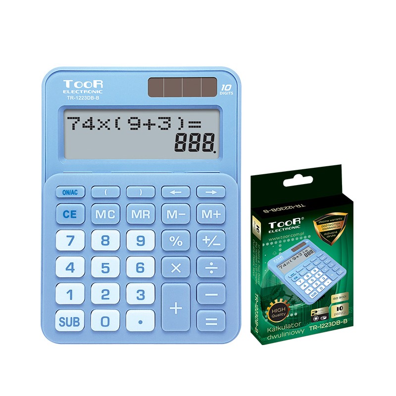 Kalkulator dwuliniowy TOOR TR-1223DB-B 10-pozycyjny niebieski