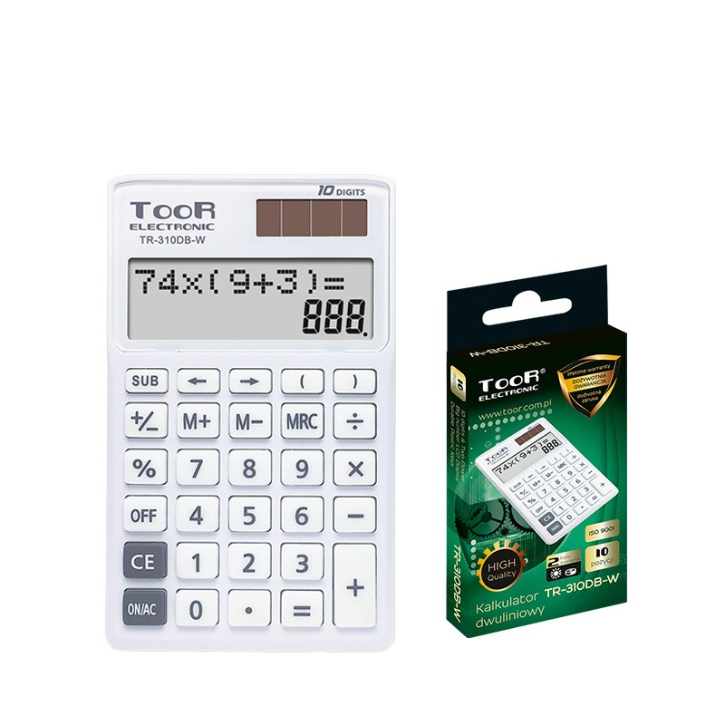 Kalkulator dwuliniowy TOOR TR-310DB-W 10-pozycyjny