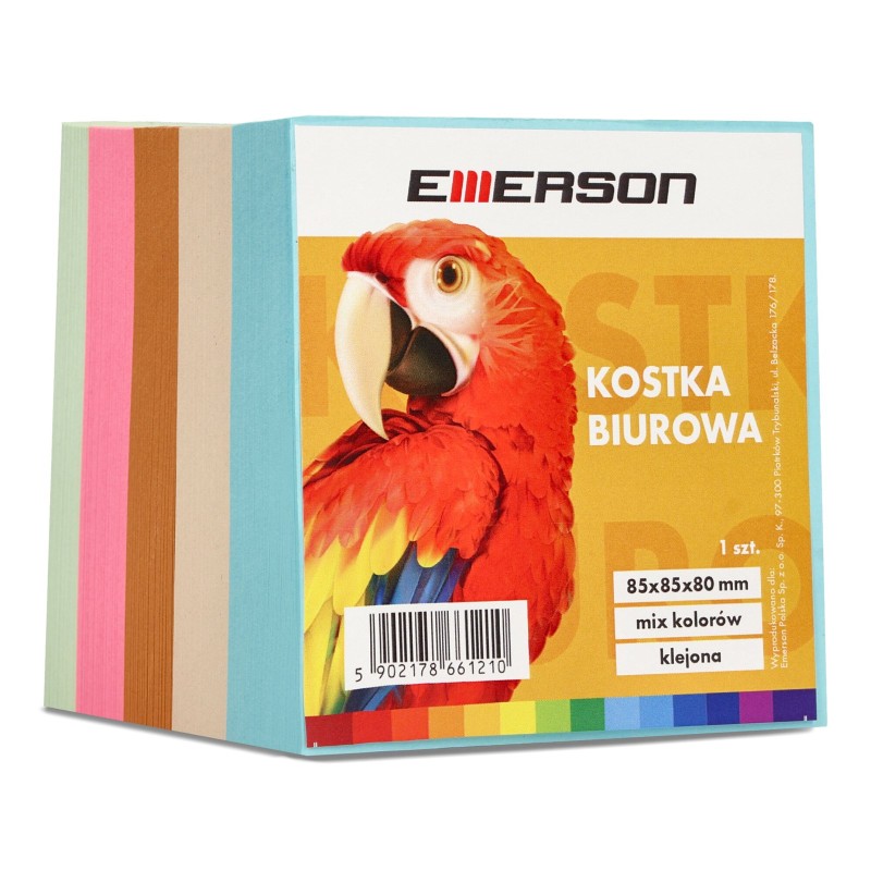 Kostka biurowa klejona 85x85x80mm EMERSON mix kolorów