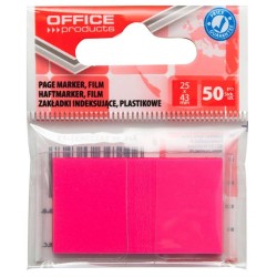 Zakładki indeksujące foliowe 25x43mm OFFICE PRODUCTS różowe 50 szt