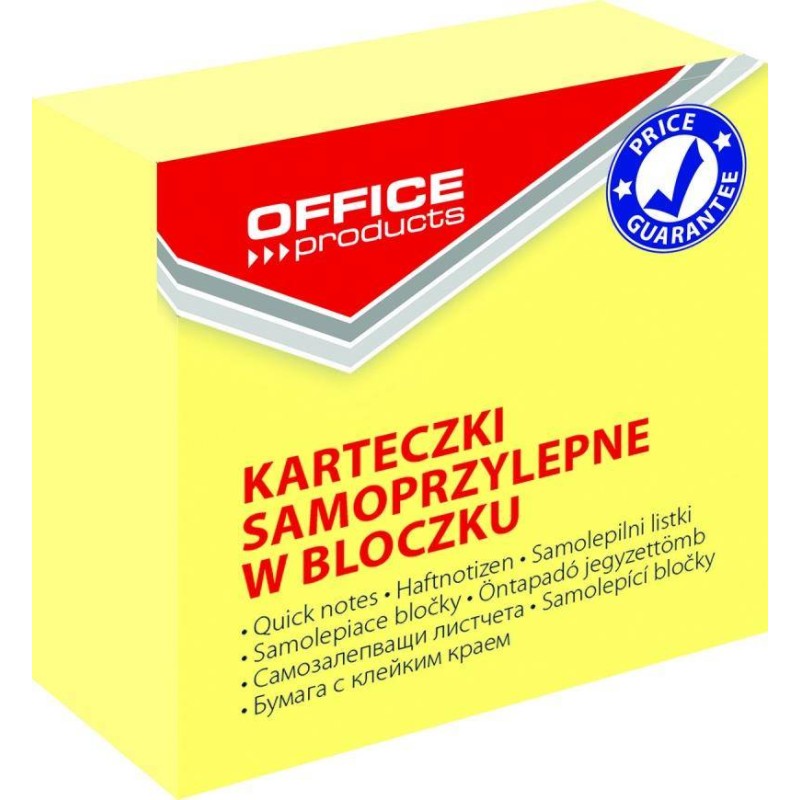 Karteczki samoprzylepne 50x50mm OFFICE PRODUCTS pastelowe jasnożółte 400kart