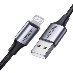 Kabel Lightning do USB UGREEN 2.4A US199, 2m (czarny)