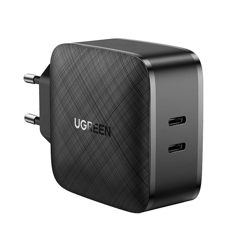 Ładowarka sieciowa UGREEN CD216, 2xUSB-C, 66W, PD (czarna)