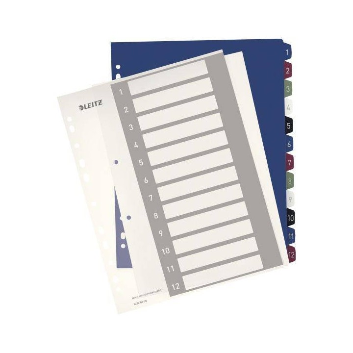 PRZEKŁADKI 1-12 A4 LEITZ STYLE DO NADRUKU 12380000 PLASTIKOWE