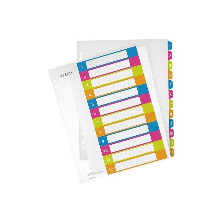 PRZEKŁADKI 1-12 A4 LEITZ WOW NUMERYCZNE 12440000 PLASTIKOWE