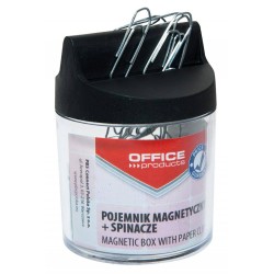 Spinacze okrągłe 26mm OFFICE PRODUCTS metalowe pojemnik plastikowy magnetyczny 100szt