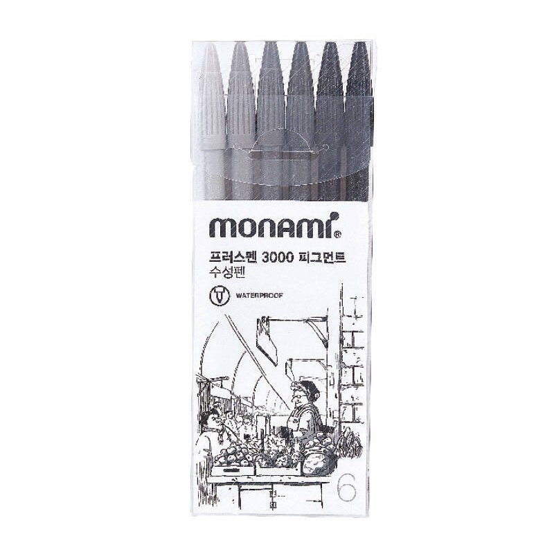 Cienkopis Monami Pen 3000 160-2432 6 odc. szarości 0.4mm 6szt