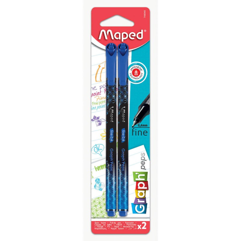 Cienkopis MAPED Graph Peps Deco niebieski 2 szt blister