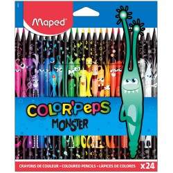 Kredki MAPED Colorpeps Monster w czarnej obudowie trójkątne 24 szt