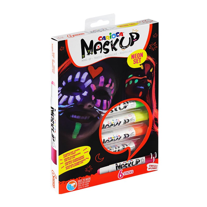 Kredki do twarzy CARIOCA MaskUP 6 kol. neon (43156)