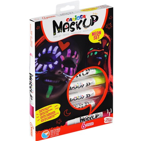 Kredki do twarzy CARIOCA MaskUP 6 kol. neon (43156)