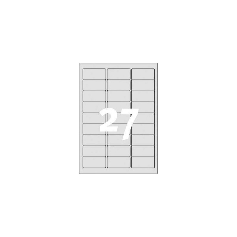 ETYKIETY SAMOPRZYLEPNE 63.5X29.6MM ZNAMIONOWE POLIESTROWE L6011-20 SREBRNE 20ARK*27SZT