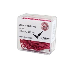 SPINACZE OKRĄGŁE 28MM VICTORY OFFICE PRODUCTS 60286100-093 PASTELOWE RÓŻOWE METALOWEPOWLEKANE W POJEMNIKU PLASTIKOWYM 100SZT