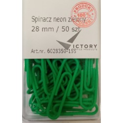 SPINACZE OKRĄGŁE 28MM VICTORY OFFICE PRODUCTS 6028350-155 NEONOWE ZIELONE METALOWEPOWLEKANE W POJEMNIKU PLASTIKOWYM 50SZT