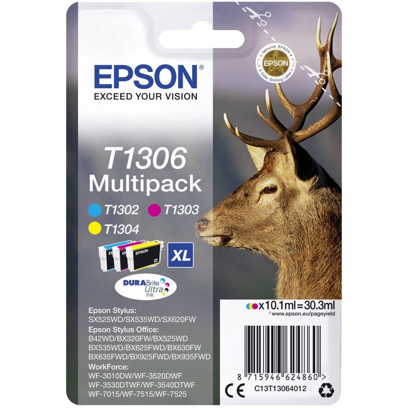 TUSZ ORYGINALNY EPSON T1306 C13T13064012 CMY  3*10,1 ML