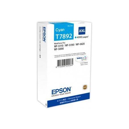 TUSZ ORYGINALNY EPSON T7892/XXL C13T789240 CYAN  4000 STRON